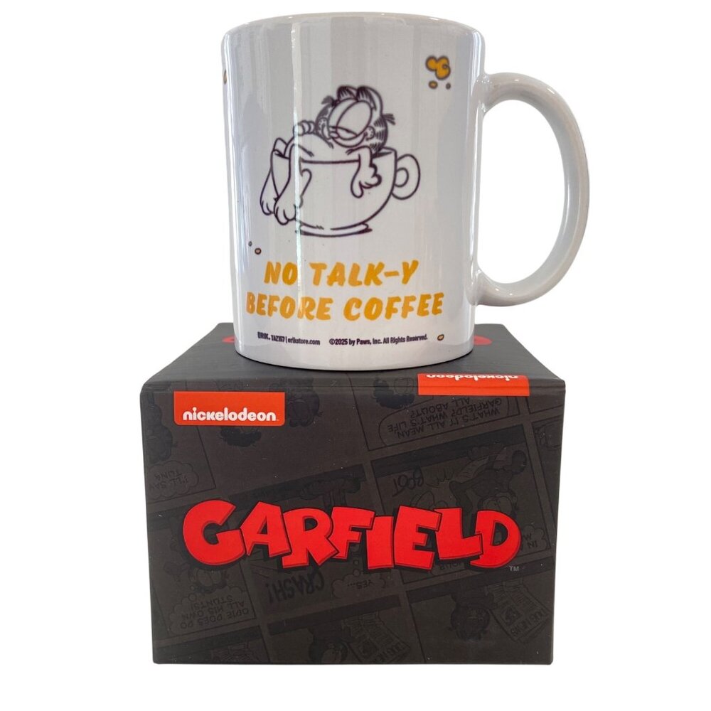 Garfield Ceramic Coffee Mug "No Talk-Y Before Coffee" White With Box
